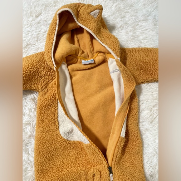 Columbia Infant Foxy Baby Sherpa Bunting 6-12M Orange Fleece Hooded One Piece - Picture 6 of 10